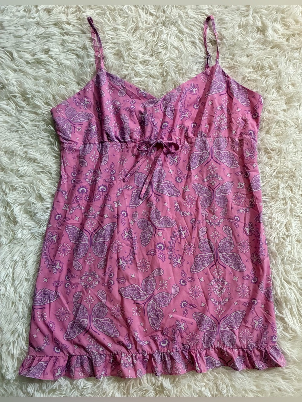 Dolls Kill Sugar Thrillz Y2K 90s Fairy Festival Butterfly Bandana Print Dress 1X - Picture 2 of 12